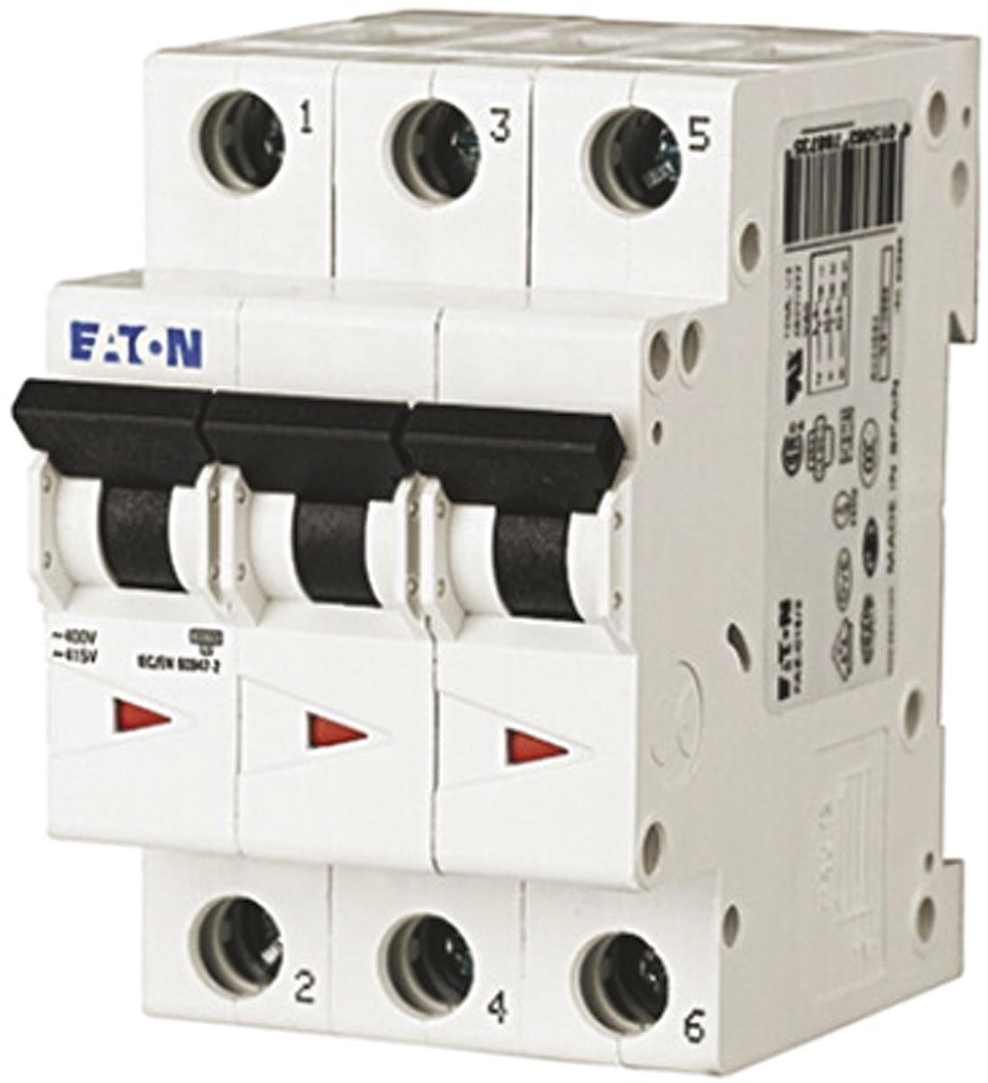 Produktfoto 1 von Eaton Eaton Moeller MCB Leitungsschutzschalter Typ B, 3-polig 32A 230 → 400V, Abschaltvermögen 6 kA xEffect