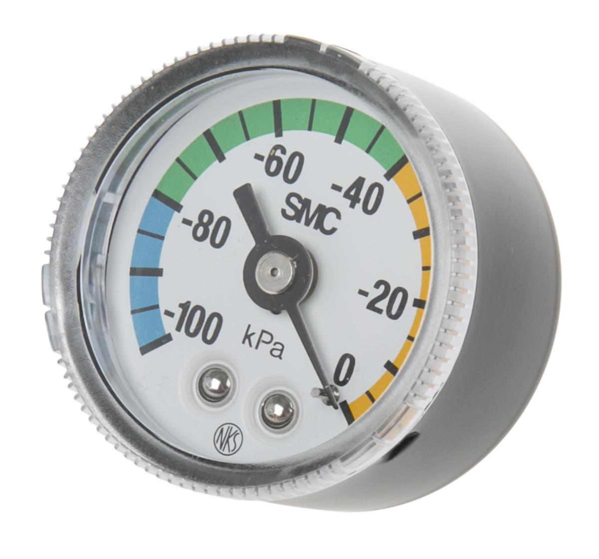 Produktfoto 1 von SMC Druckmessgerät Analog -100kPa ±3%, Ø 42.5mm Stahl Gehäuse, ISO-kalibriert