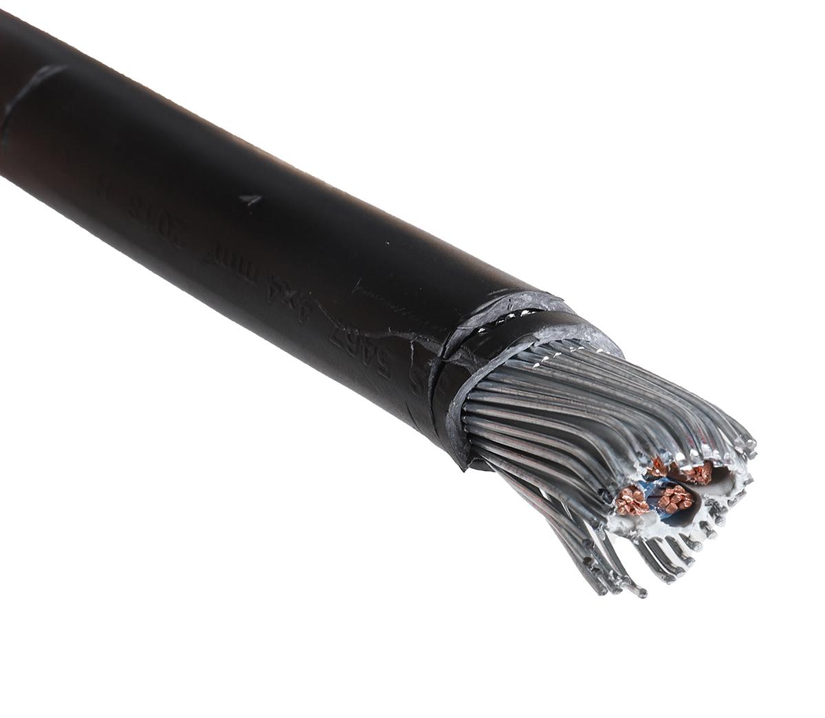 Produktfoto 1 von RS PRO Netzkabel, 4-adrig Schwarz x 4 mm² /Ø 14.7mm 50m, 600 / 1000 V, PVC