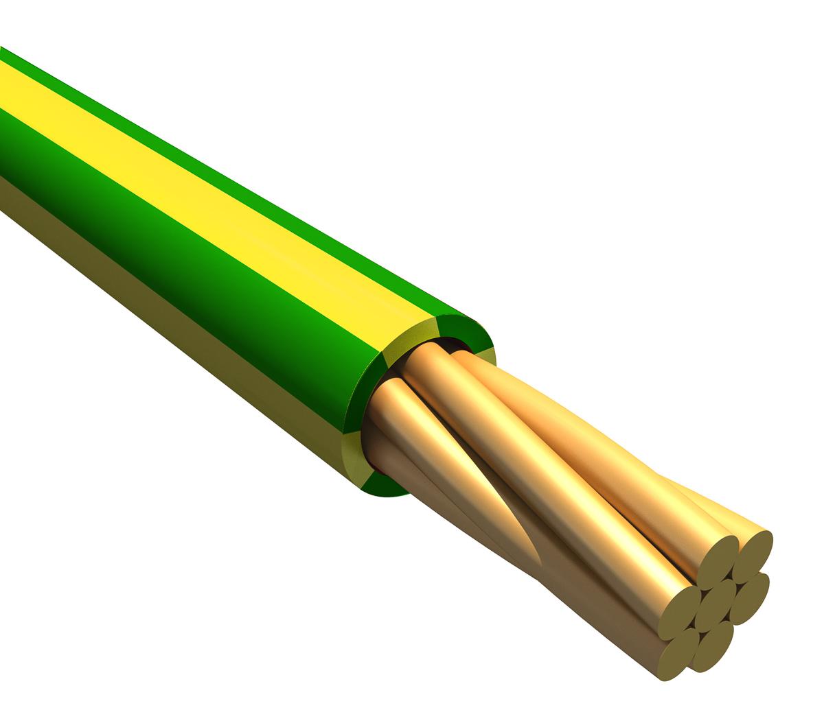 Alpha Wire Einzeladerleitung 0,2 mm², 24 AWG 30m Grün/Gelb MPPE isoliert Ø 1.09mm 7/0.20 mm Litzen UL11028