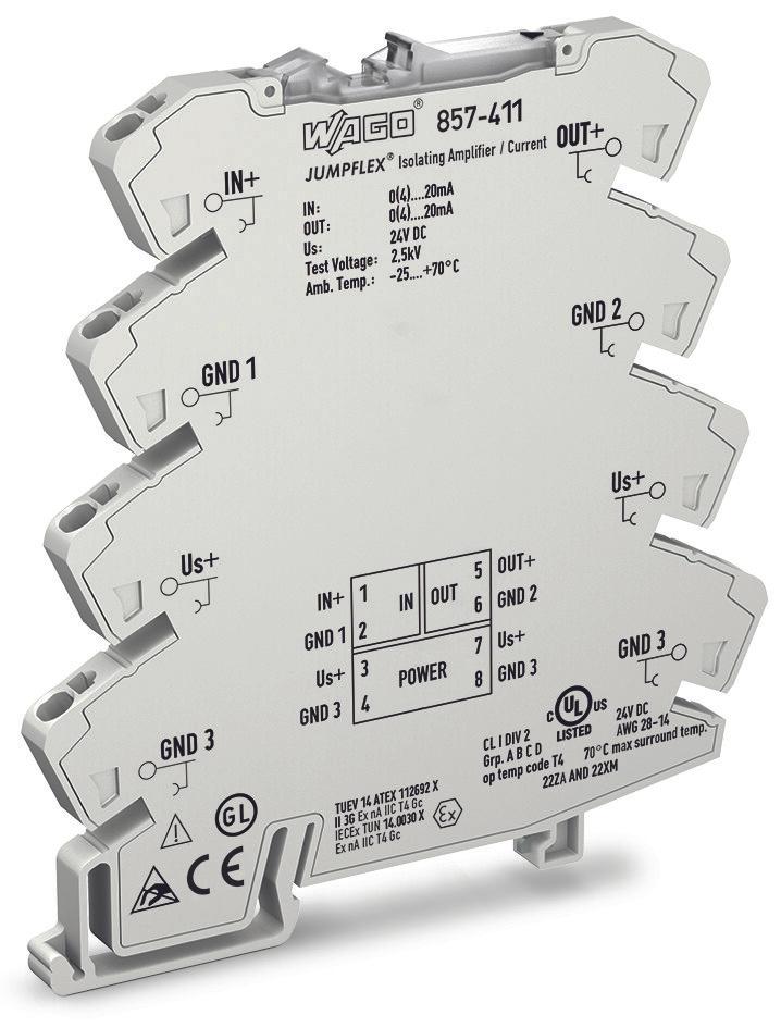 Produktfoto 1 von Wago 857 Signalwandler, Signalwandler, Strom 0.004 → 0.04 A, 0 → 0.001 A EIN / Strom, Spannung 0,004