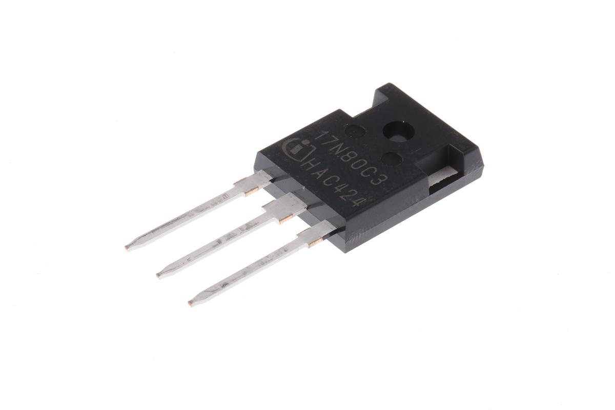 Produktfoto 1 von Infineon CoolMOS C3 SPW17N80C3FKSA1 N-Kanal, THT MOSFET 800 V / 17 A 227 W, 3-Pin TO-247