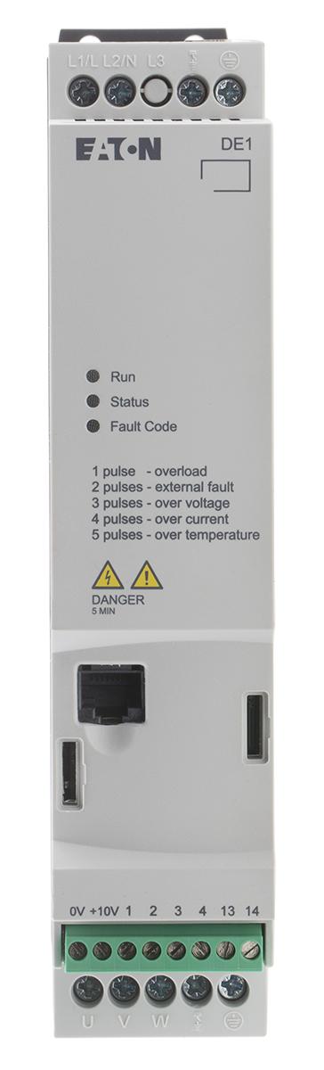 Produktfoto 1 von Eaton Eaton Moeller, 1-Phasen Anlasser mit variabler Drehzahl 0,75 kW, 230 V ac / 4,3 A 60Hz für Wechselstrommotoren