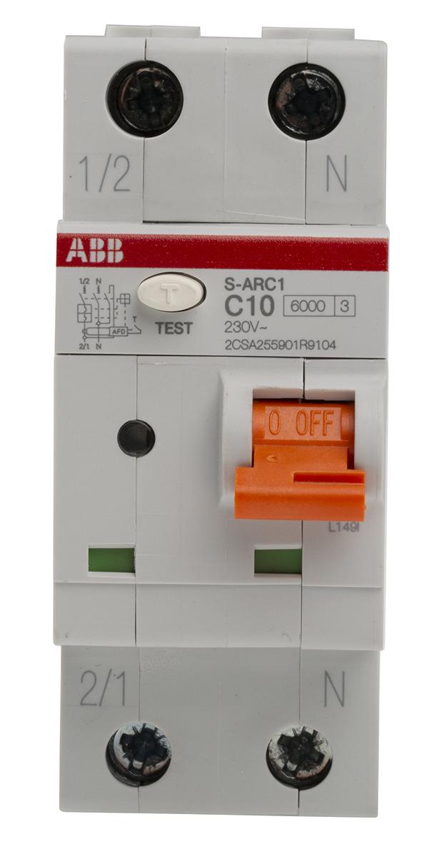 Produktfoto 1 von ABB S-ARC1 Leitungsschutzschalter Typ C, Pol 1P+N 10A 240V, Abschaltvermögen 6 kA DIN-Schienen-Montage