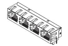 Molex 44248 Cat.3 RJ45-Steckverbinder Buchse, 4-Port 8P8C-polig Geschirmt, Leiterplatten-Montage abgewinkelt