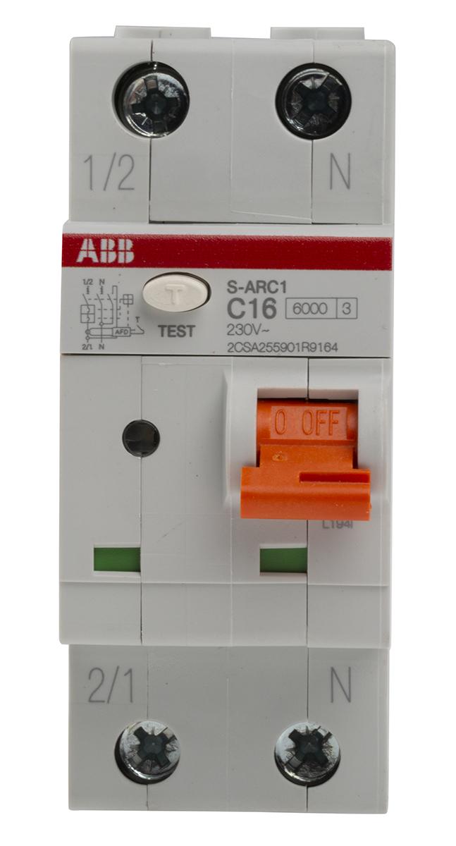 Produktfoto 1 von ABB S-ARC1 Leitungsschutzschalter Typ C, Pol 1P+N 16A 240V, Abschaltvermögen 6 kA DIN-Schienen-Montage