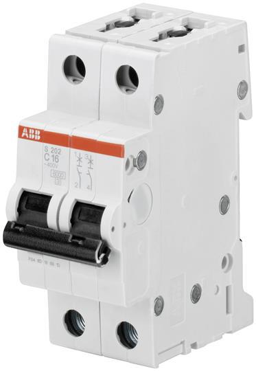 Produktfoto 1 von ABB S200 MCB Leitungsschutzschalter Typ C, 2-polig 500mA 440V, Abschaltvermögen 10 kA System Pro M Compact