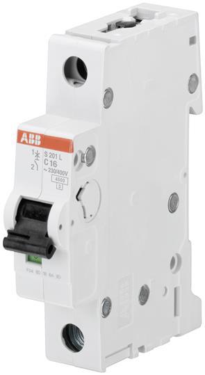 Produktfoto 1 von ABB S200L MCB Leitungsschutzschalter Typ C, 1-polig 16A 400V, Abschaltvermögen 6 kA System Pro M Compact