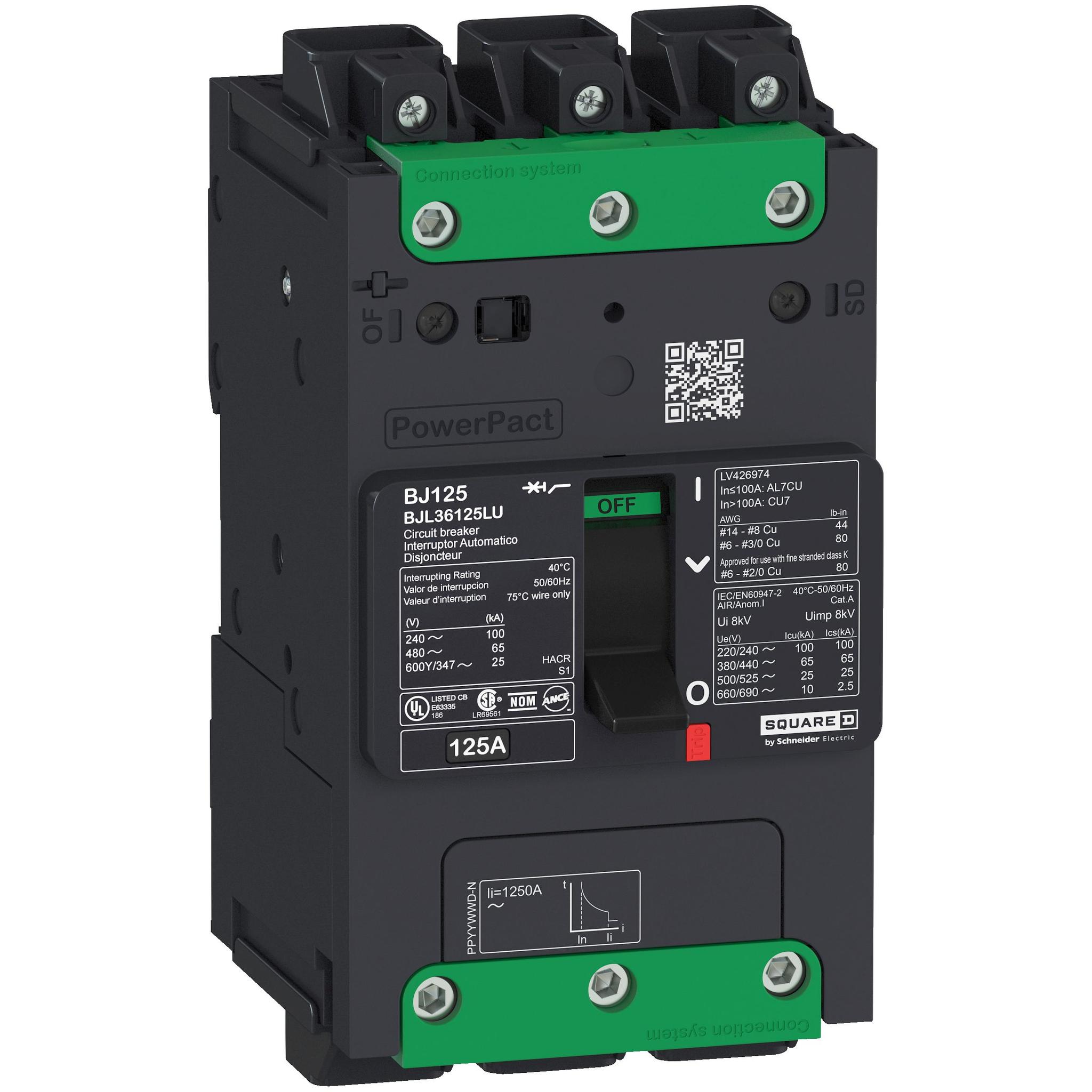 Schneider Electric BJL3 Leitungsschutzschalter, 3-polig 100A PowerPact DIN-Schienen-Montage