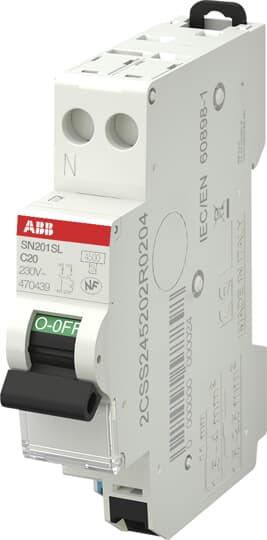 ABB SN201 MCB Leitungsschutzschalter Typ C, Pol 1P+N 20A 230V, Abschaltvermögen 4,5 kA DIN-Schienen-Montage