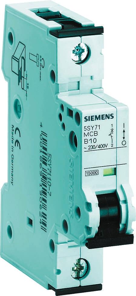 Siemens 5SY7 MCB Leitungsschutzschalter Typ B, 1-polig 20A 230V, Abschaltvermögen 15 kA Sentron DIN-Schienen-Montage