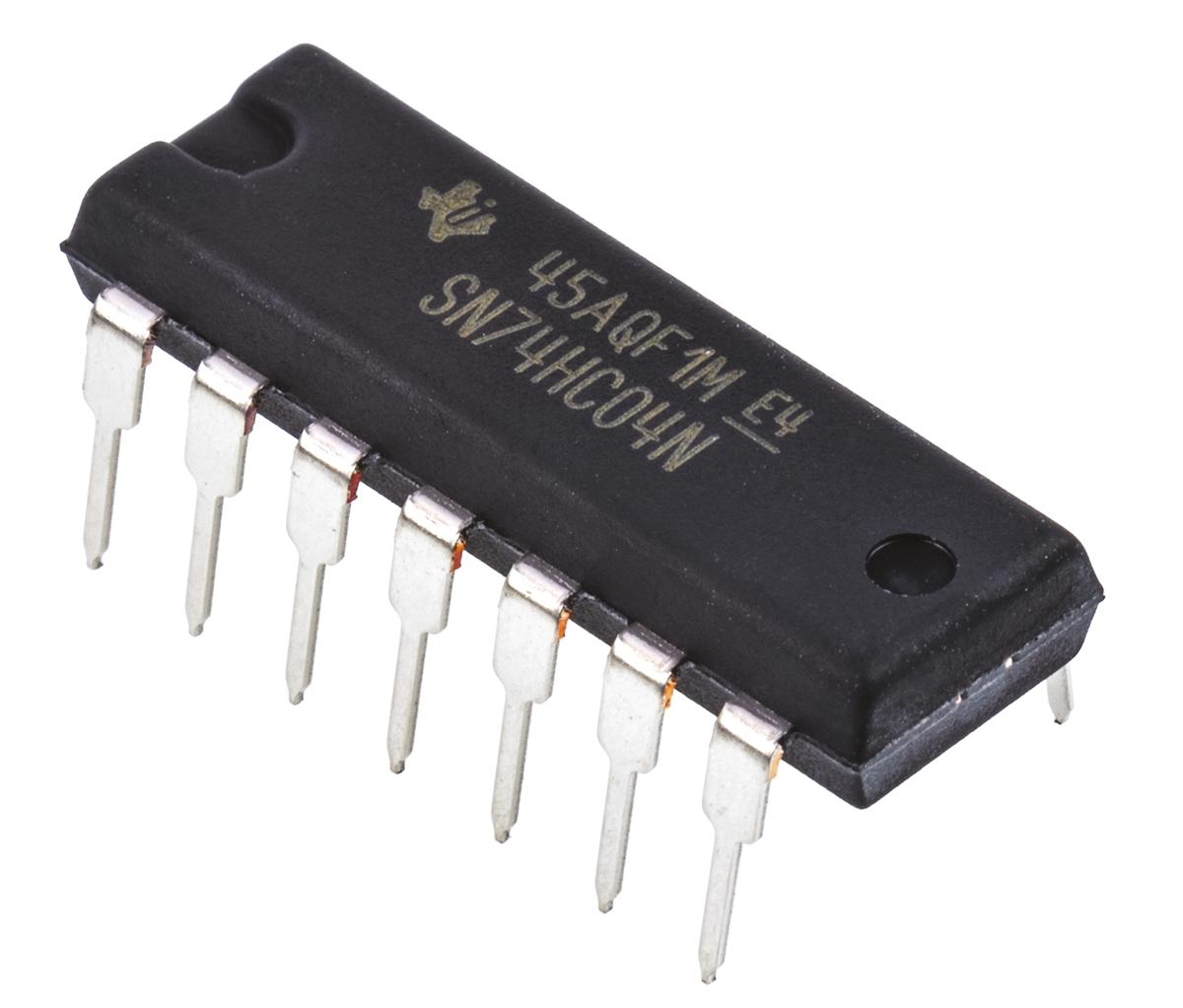 Produktfoto 1 von Texas Instruments Inverter Hex 16 ns @ 6 V, 19 ns @ 4.5 V, 95 ns @ 2 V, PDIP