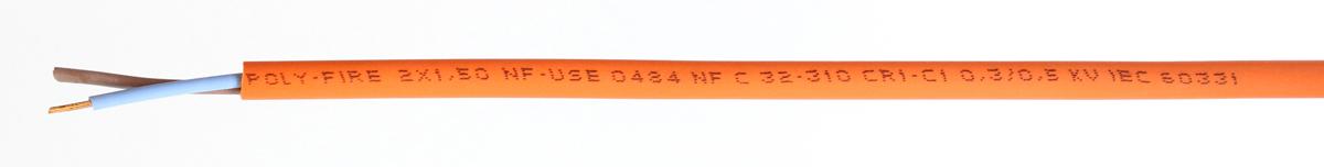 Produktfoto 1 von RS PRO Netzkabel, 2-adrig Typ CR1/C1 Orange x 1,5 mm² /Ø 7.6mm 10 A, 100m, 300 V, 500 V, Polyolefin