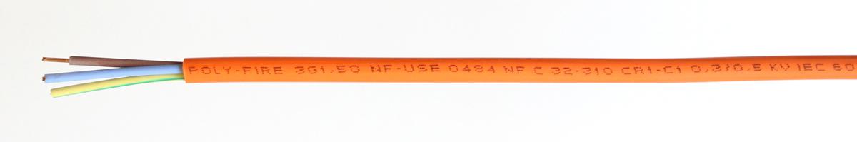 Produktfoto 1 von RS PRO Netzkabel, 3-adrig Typ CR1/C1 Orange x 1,5 mm² /Ø 8.4mm 10 A, 100m, 300 V, 500 V, Polyolefin