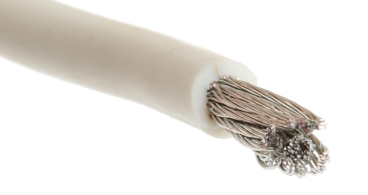 Produktfoto 1 von Alpha Wire Einzeladerleitung 8,4 mm², 8 AWG 30m Weiß Silikongummi isoliert Ø 6.58mm 133/0,28 mm Litzen UL3239