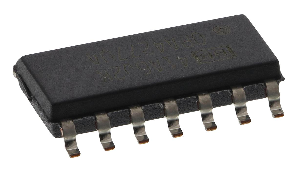 Produktfoto 1 von Texas Instruments Operationsverstärker Präzision SMD SOIC, biplor typ. ±12 V, ±15 V, ±3 V, ±5 V, ±9 V, 14-Pin