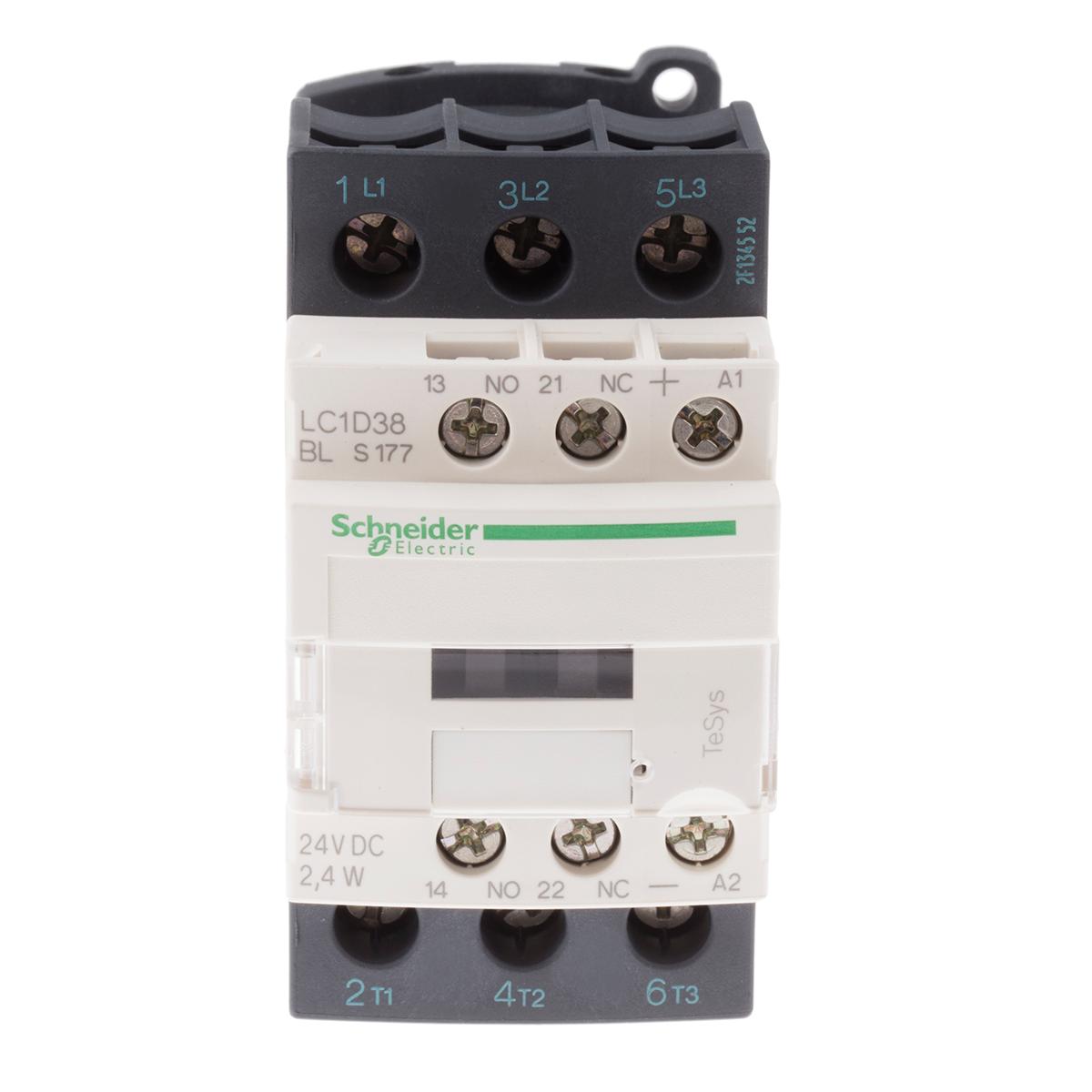 Produktfoto 1 von Schneider Electric TeSys D LC1D Leistungsschütz / 24 V dc Spule, 3 -polig 3 Schließer, 690 Vac/dc / 38 A