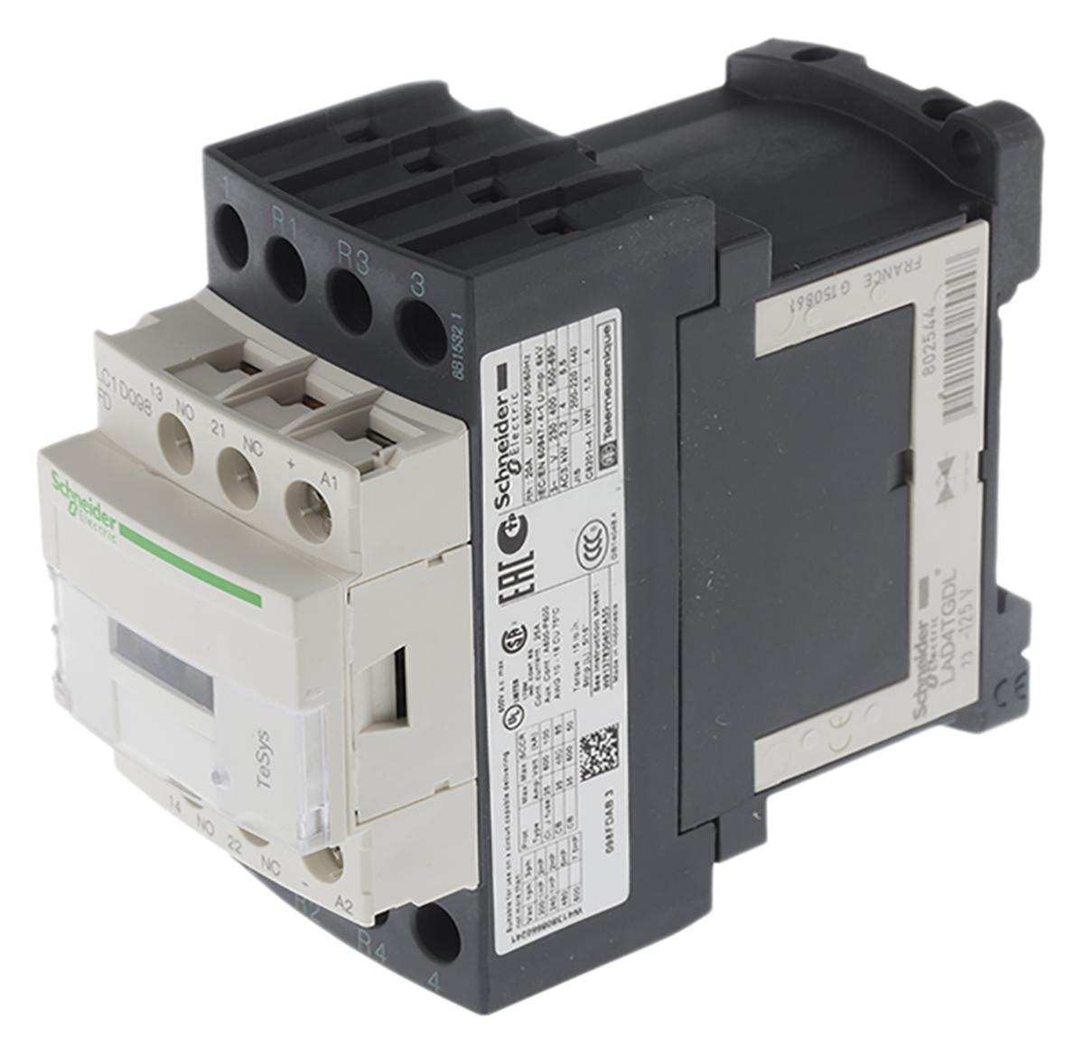 Produktfoto 1 von Schneider Electric TeSys D LC1D Leistungsschütz / 110 Vdc Spule, 4 -polig 2 Schließer + 2 Öffner, 690 Vac/dc / 9 A