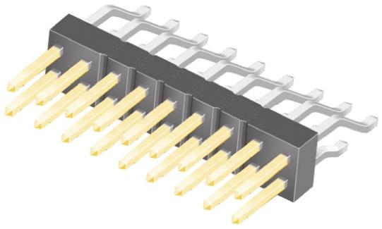 Produktfoto 1 von Samtec TSM Stiftleiste gewinkelt, 18-polig / 2-reihig, Raster 2.54mm, Platine-Platine, Kabel-Platine,