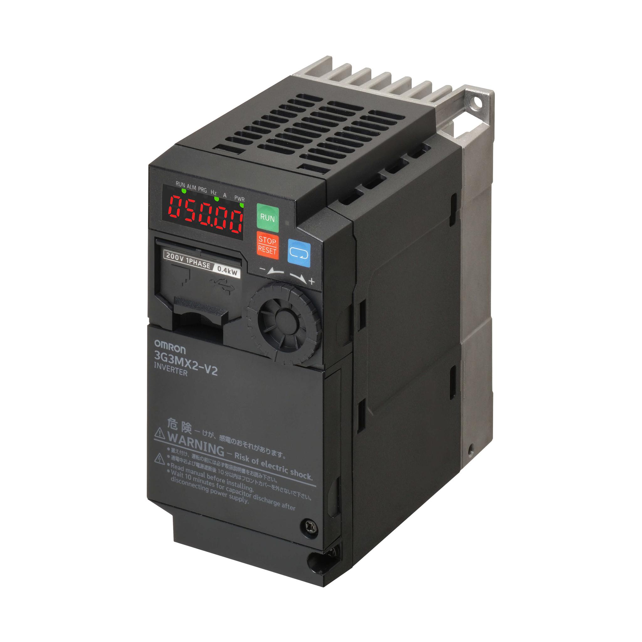 Produktfoto 1 von Omron 3G3MX2, 3-Phasen Frequenzumrichter 0,1 kW, 230 V ac / 1,0 A 0.1 → 400Hz