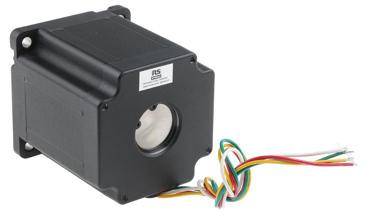 Produktfoto 1 von RS PRO Hybrid 1.8° Schrittmotor 2,56 V / 5,5 A 4-adrig, 85.85 x 85.85mm Wellen-Ø 12.7mm