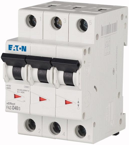 Produktfoto 1 von Eaton Eaton Moeller MCB Leitungsschutzschalter Typ D, 3-polig 40A 240 → 415V, Abschaltvermögen 10 kA xEffect