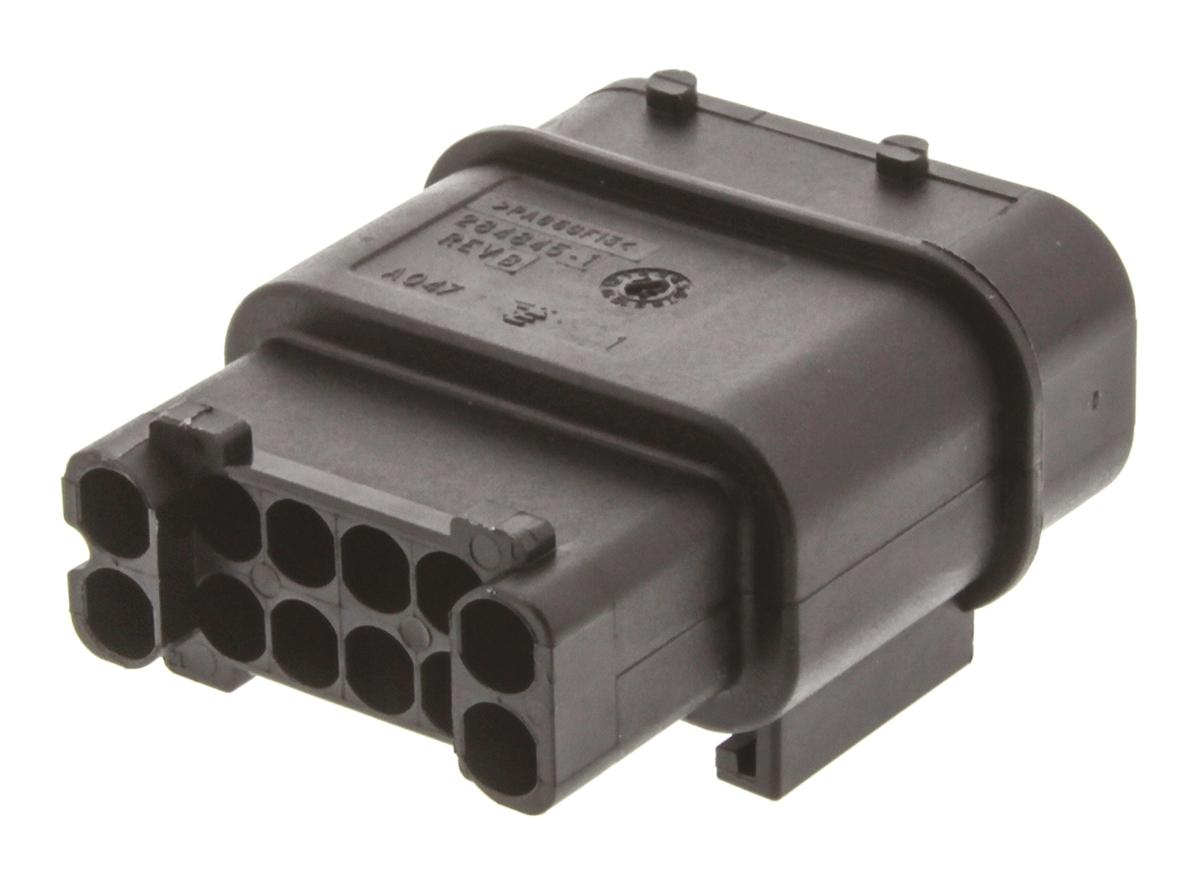 TE Connectivity AMP MCP 1.5/2.8  Automotive, Kfz-Steckverbinder Gehäuse, Stecker, 12-polig, Schwarz / 2-reihig