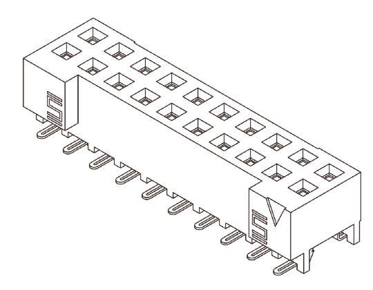 Produktfoto 1 von Samtec S2M Leiterplattenbuchse Gerade 10-polig / 2-reihig, Raster 2mm