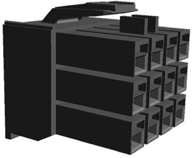 Produktfoto 1 von TE Connectivity AMP Universal Power Steckverbindergehäuse Stecker 3.96mm, 12-polig / 3-reihig Gerade für Universaler