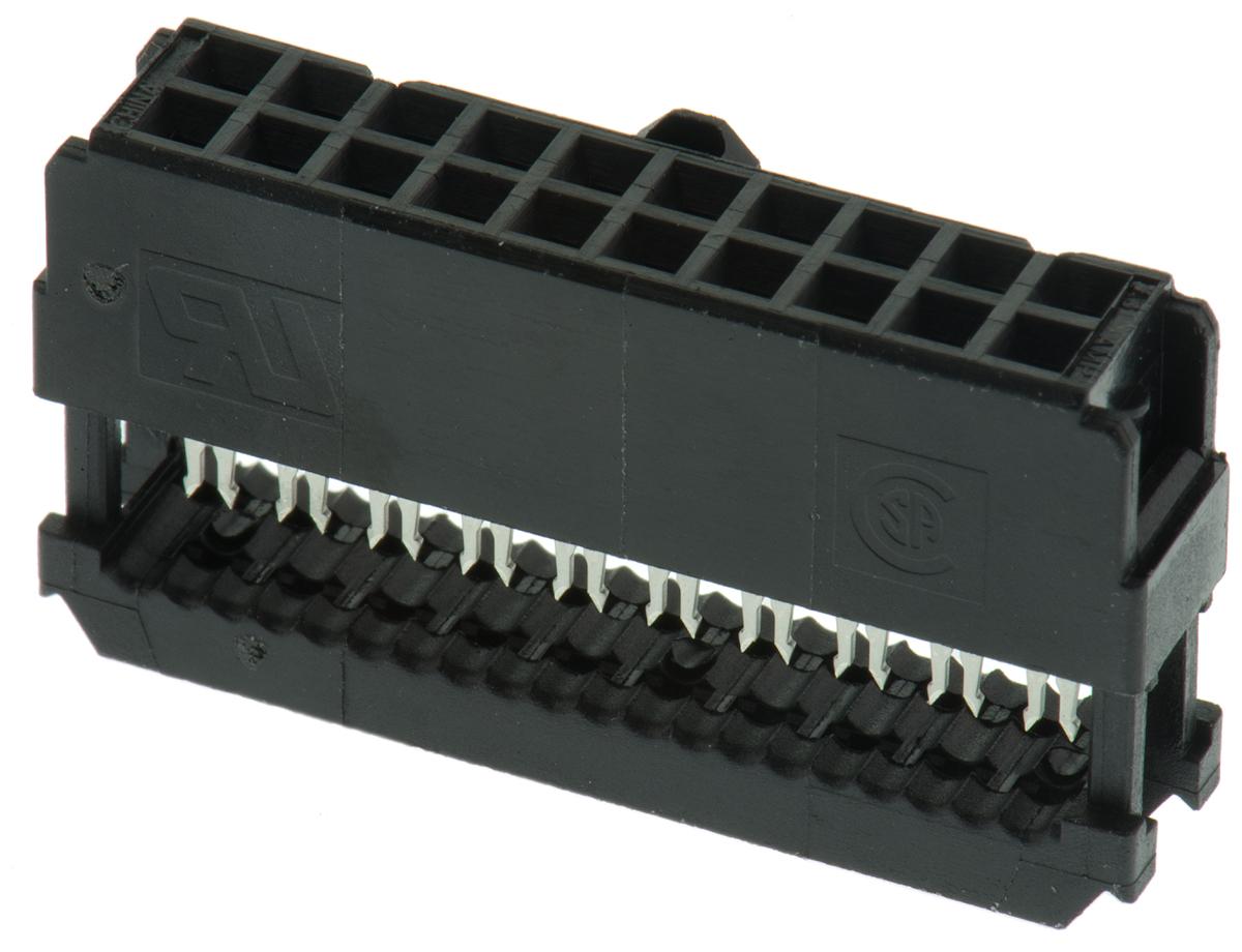 Produktfoto 1 von TE Connectivity AMP-LATCH Novo IDC-Steckverbinder Buchse, gewinkelt, 20-polig / 2-reihig, Raster 2.54mm