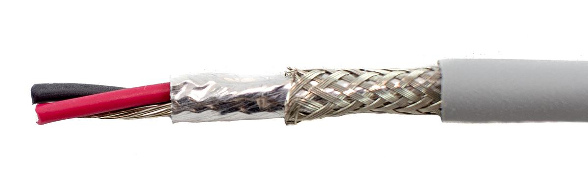 Produktfoto 1 von Alpha Wire EcoCable Mini ECO Steuerkabel, 2-adrig x 0,61 mm² Grau, 30m, 20 AWG, Folie und Geflecht