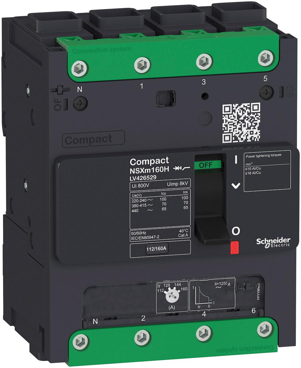 Produktfoto 1 von Schneider Electric Kompakt NSXm, Leistungsschalter MCCB 4-polig, 125A / Abschaltvermögen 16 kA 690V,