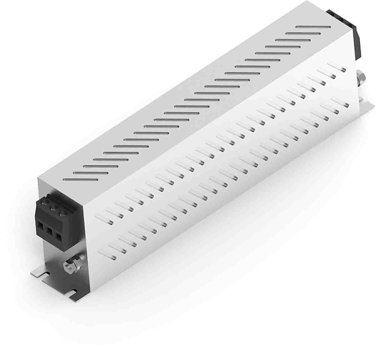 Produktfoto 1 von TE Connectivity KEM-BS Netzfilter, 520 V ac, 42A, Gehäusemontage, Anschlussblock, 3-phasig 20 mA / 50 → 60Hz