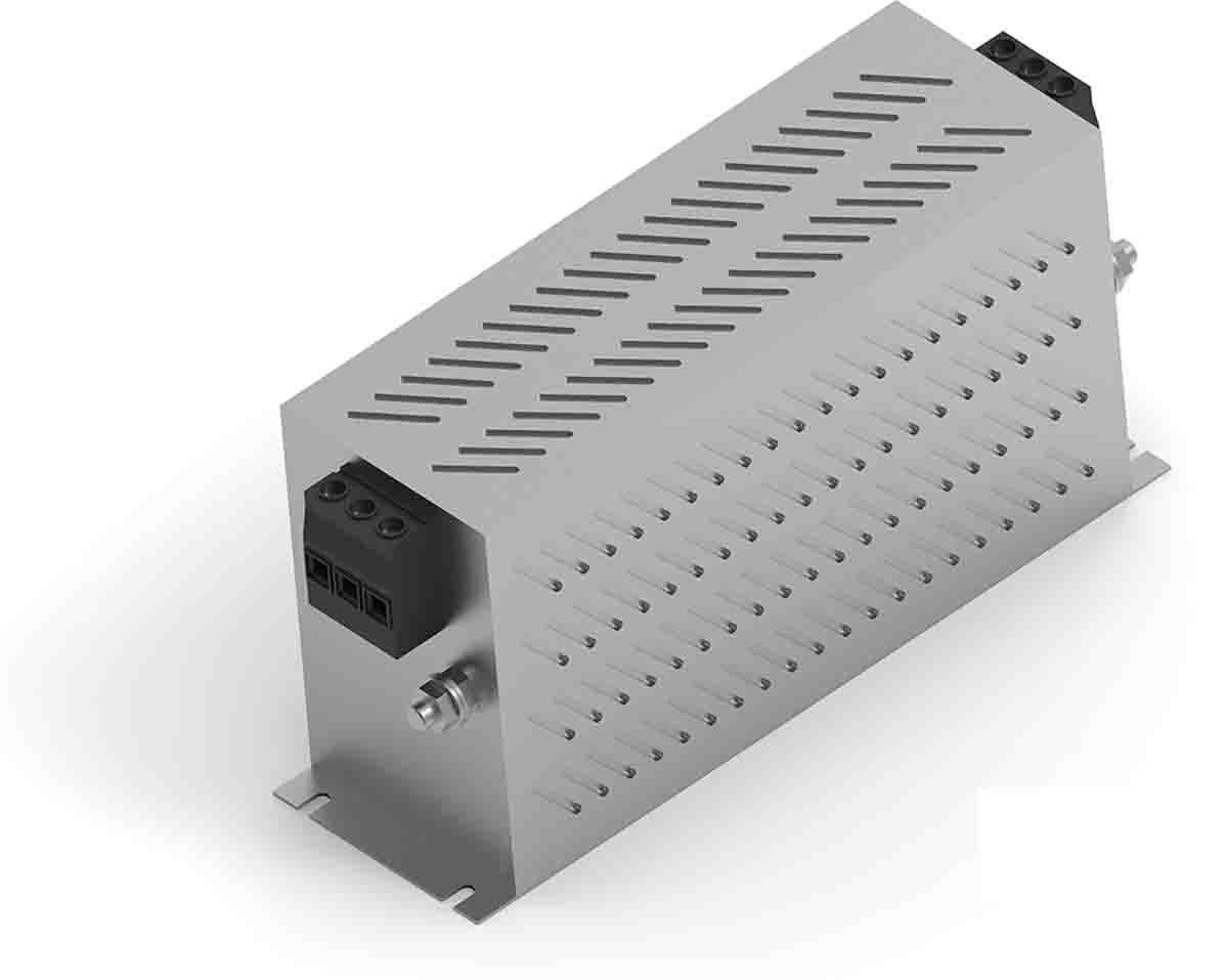 Produktfoto 1 von TE Connectivity KEM-BS Netzfilter, 520 V ac, 75A, Gehäusemontage, Anschlussblock, 3-phasig 20 mA / 50 → 60Hz