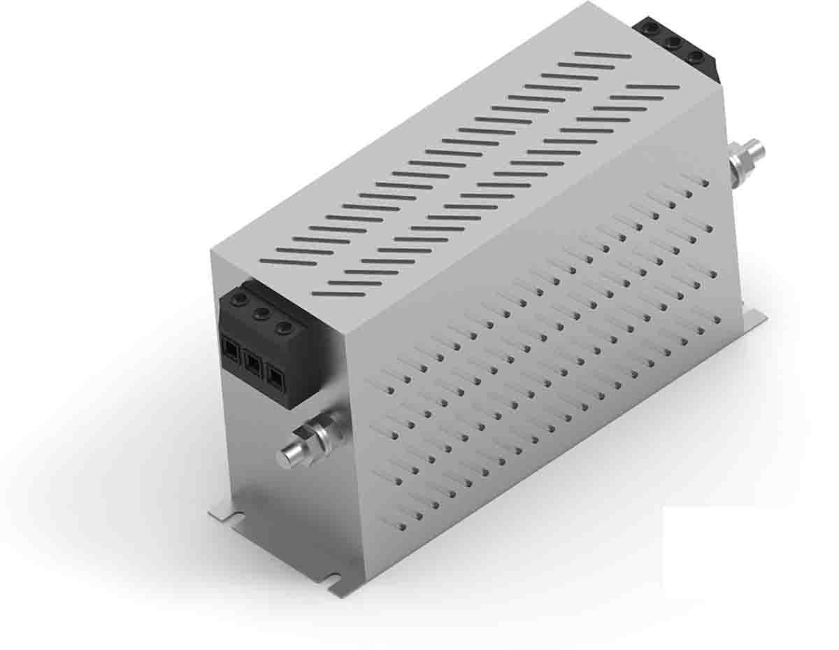 Produktfoto 1 von TE Connectivity KEM-BS Netzfilter, 520 V ac, 100A, Gehäusemontage, Anschlussblock, 3-phasig 18 mA / 50 → 60Hz