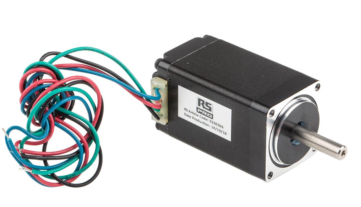 Produktfoto 1 von RS PRO Hybrid, Dauermagnet 1.8° Schrittmotor 6,2 V / 670 mA 0.12Nm 4-adrig, 28 x 28mm Wellen-Ø 5mm