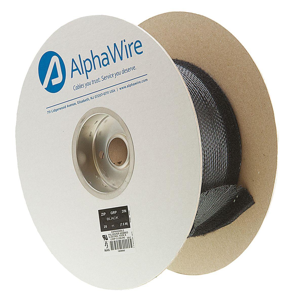 Produktfoto 1 von Alpha Wire Spiral-Kabelschutzschlauch PET Schwarz, für Kabel-Ø 12.7mm bis 60.325mm, Länge 7.5m Halogenfrei