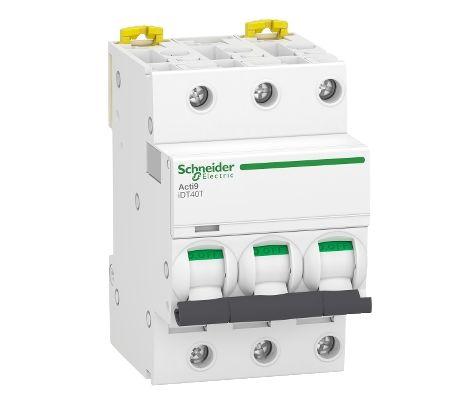 Produktfoto 1 von Schneider Electric Acti9 iDT40T Leitungsschutzschalter Typ C, 3-polig 10A 400V Acti 9 DIN-Schienen-Montage