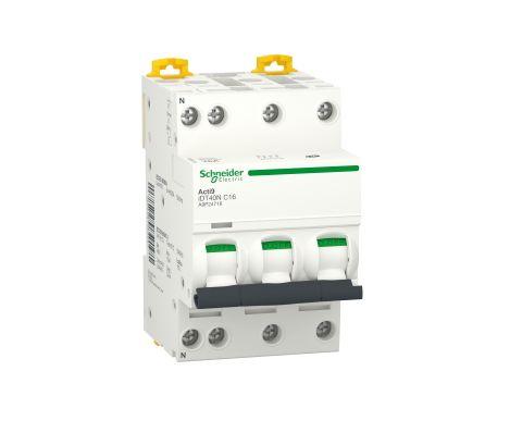 Produktfoto 1 von Schneider Electric Acti9 iDT40N Leitungsschutzschalter Typ C, Pol 3P+N 16A 400V Acti 9 DIN-Schienen-Montage