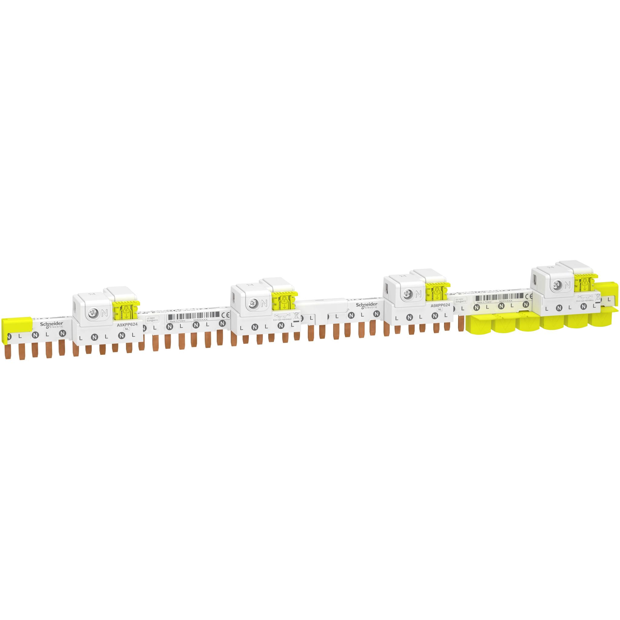 Produktfoto 1 von Schneider Electric Acti9 iDT40 Sammelschiene, 1 -phasig, 230V, 9mm Raster, Acti9 Reihe