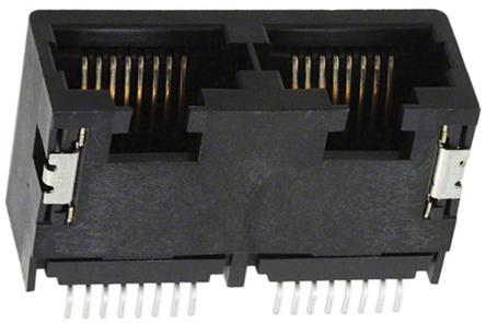 Produktfoto 1 von Molex 44193 Cat.3, Cat.4 RJ45-Steckverbinder Buchse, 2-Port 8P8C-polig, SMD abgewinkelt