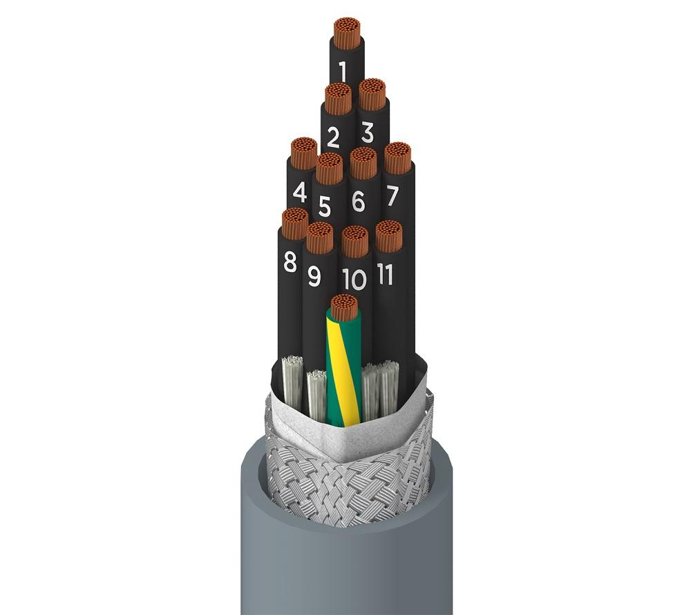 Produktfoto 1 von Alpha Wire Xtra-Guard Flex Steuerleitung, 12-adrig Grau, 30.5m, Kupfergeflecht verzinnt