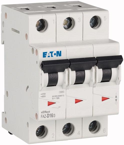 Produktfoto 1 von Eaton Eaton Moeller MCB Leitungsschutzschalter Typ D, 3-polig 16A 240 → 415V, Abschaltvermögen 10 kA xEffect