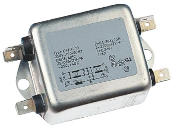 RS PRO Entstörfilter, 250 V ac, 1A, Gehäusemontage, Flachstecker 0,2 mA / 400Hz Two Stage Zustände