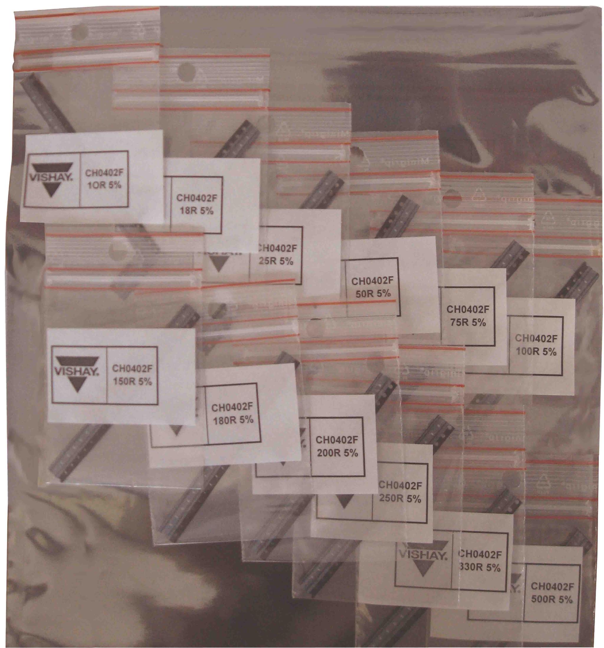 Produktfoto 1 von Vishay CH02016 Widerstandssortiment 12, 10Ω, 1000-teilig, Dünnschicht, SMD