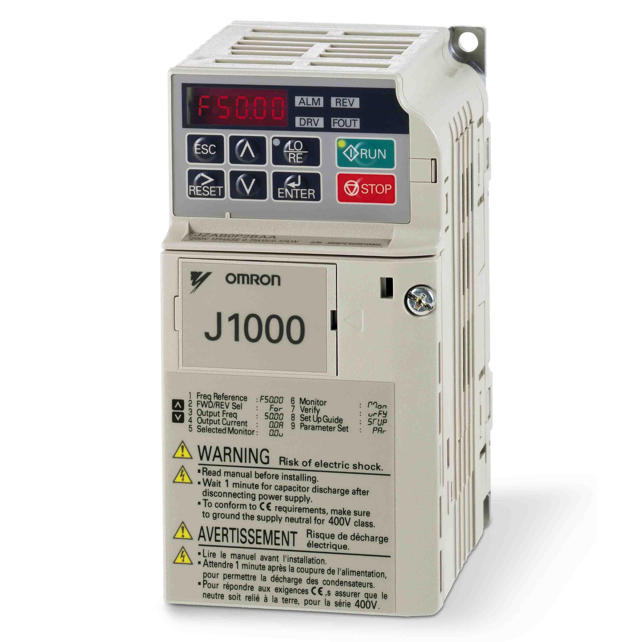 Produktfoto 1 von Omron J1000, 3-Phasen Frequenzumrichter 0,4 kW, 200 V ac / 1,9 A 400Hz für J1000