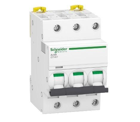 Schneider Electric Acti9 iDT40T Leitungsschutzschalter Typ D, 3-polig 6A 400V Acti 9 DIN-Schienen-Montage