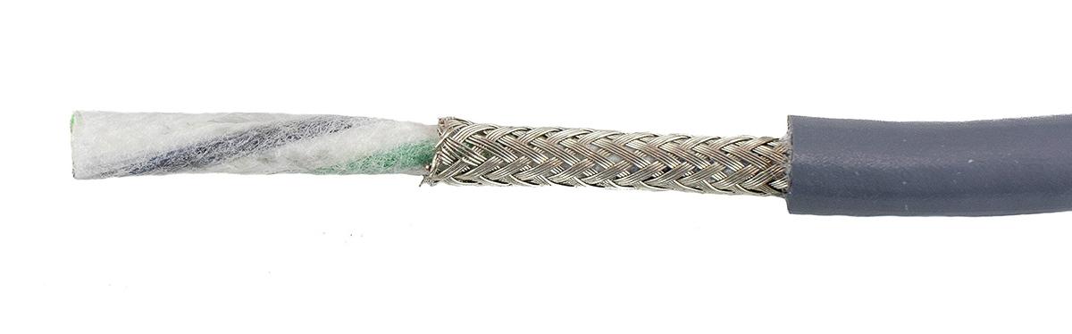 Alpha Wire EcoFlex PUR ECO Steuerkabel, 2-adrig x 0,52 mm² Grau, 30m, 20 AWG, Geflecht