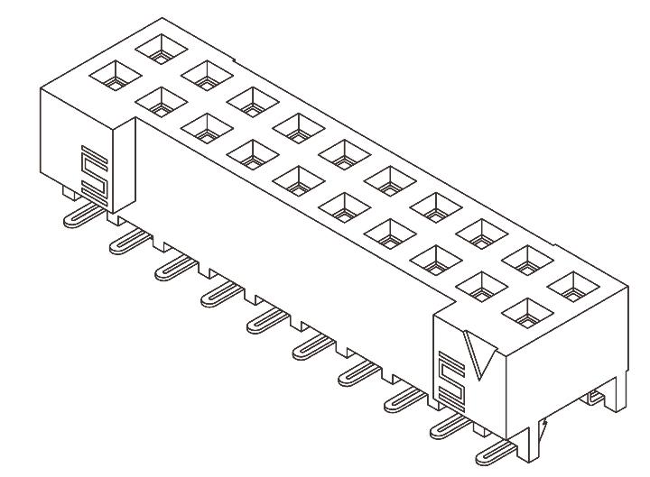 Produktfoto 1 von Samtec S2M Leiterplattenbuchse Gerade 40-polig / 2-reihig, Raster 2mm