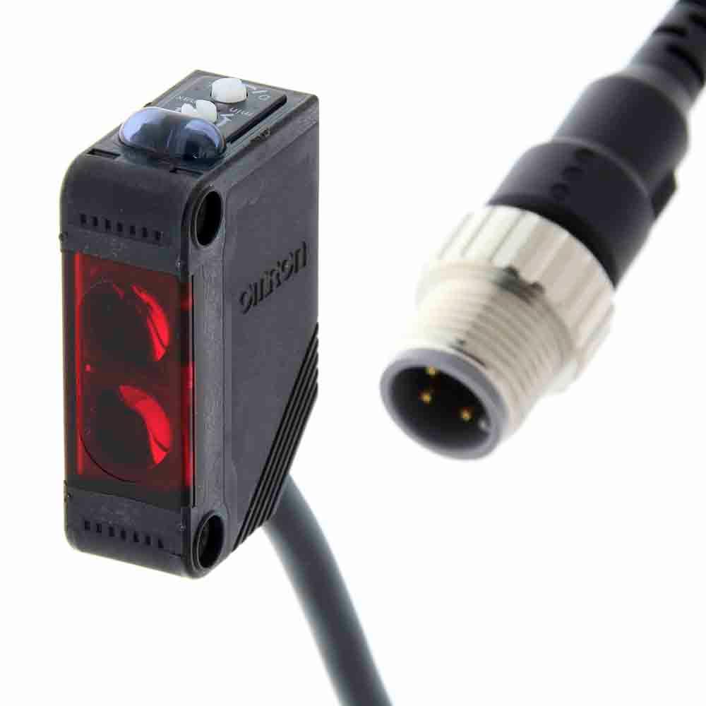 Produktfoto 1 von Omron Pre-wired M12 connector Kubisch Optischer Sensor, Reflektierend, Bereich 100 mm, PNP Ausgang